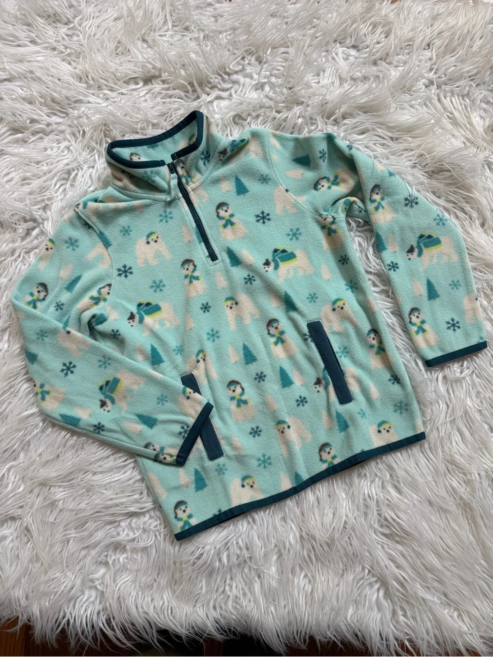 Gymboree Blue Fleece Pullover with Polar Animal Print